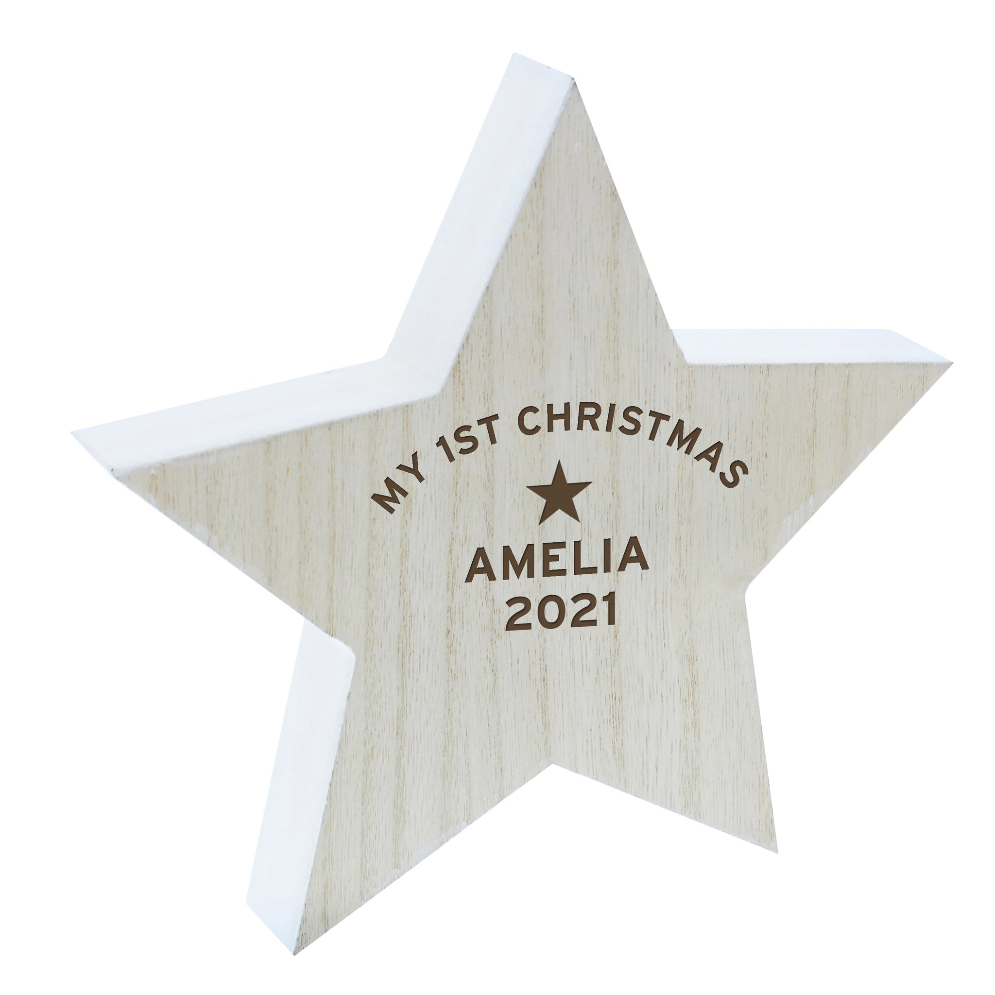 Personalised Rustic Wooden Star Decoration: 4 - Ornaments By Gift Moments