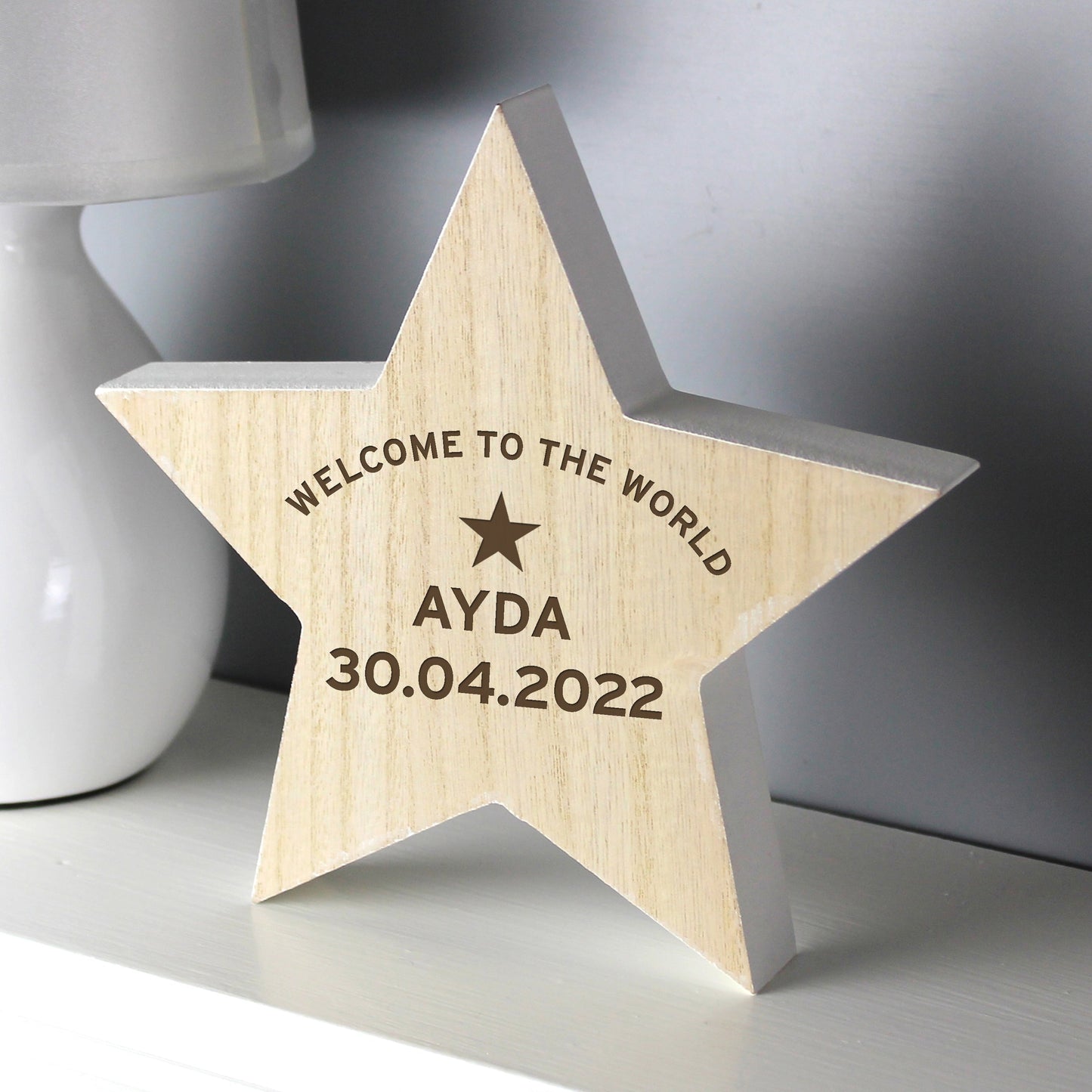 Personalised Rustic Wooden Star Decoration: 1 - Ornaments By Gift Moments