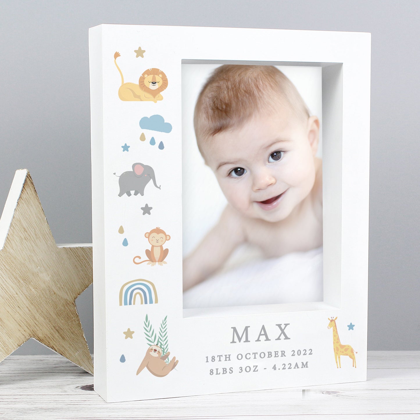 Personalised Safari Animals 5x7 Box Photo Frame: 3 - Photo Frames By Gift Moments