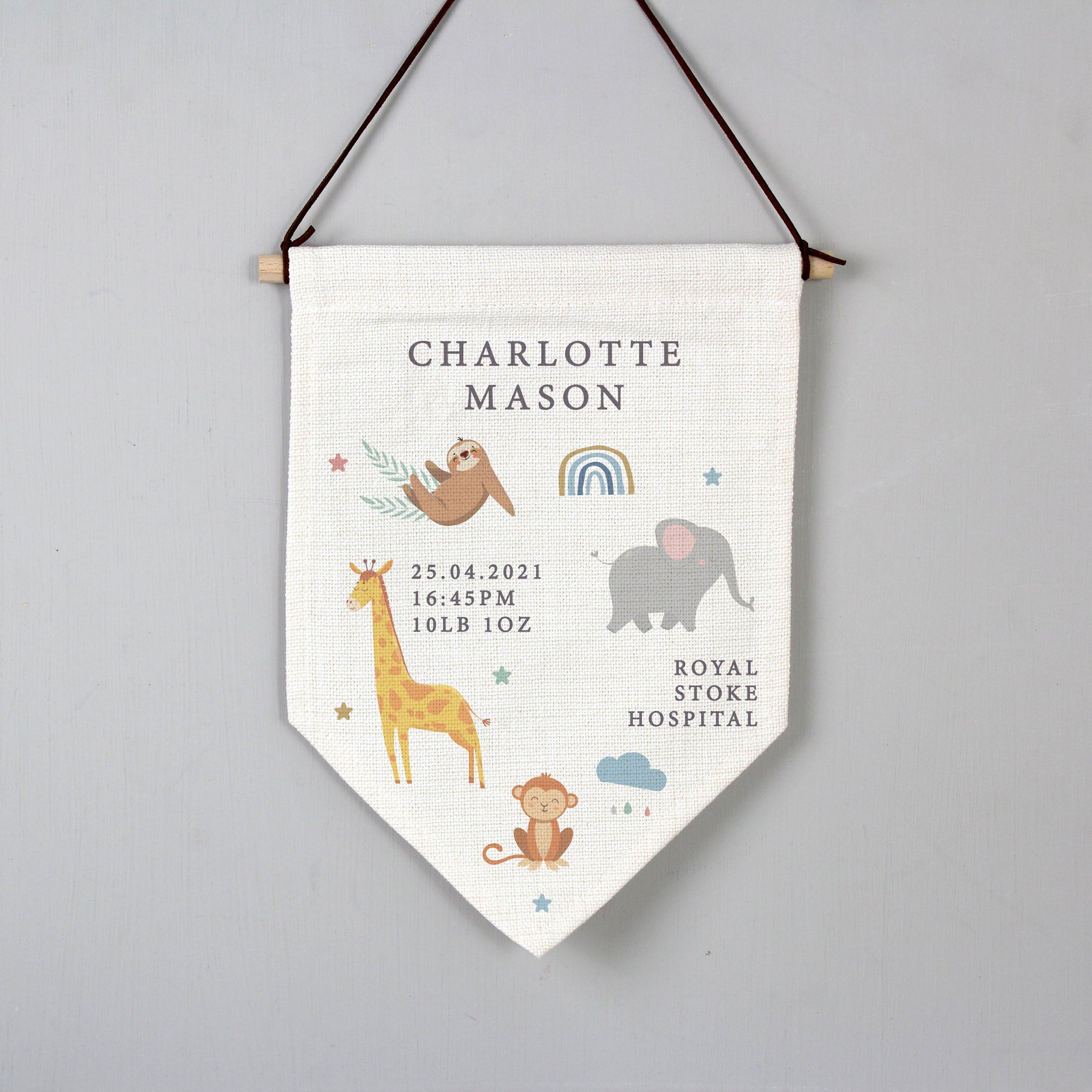 Personalised Safari Animals Hanging Banner: 3 - Decorations By Gift Moments