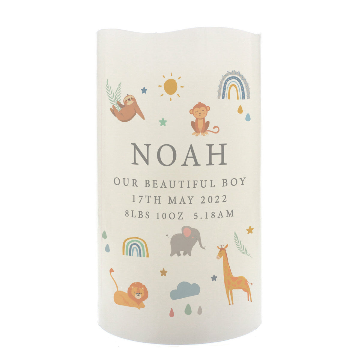 Personalised Safari Animals LED Candle: 5 - LED Lighting By Gift Moments