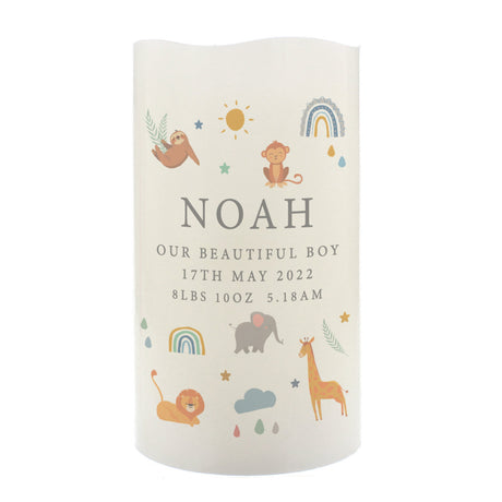 Personalised Safari Animals LED Candle: 5 - LED Lighting By Gift Moments