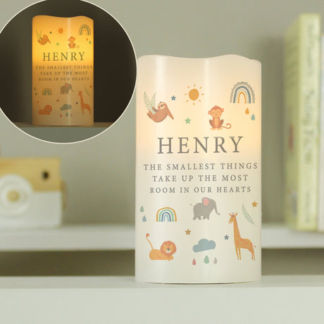 Personalised Safari Animals LED Candle: 4 - LED Lighting By Gift Moments