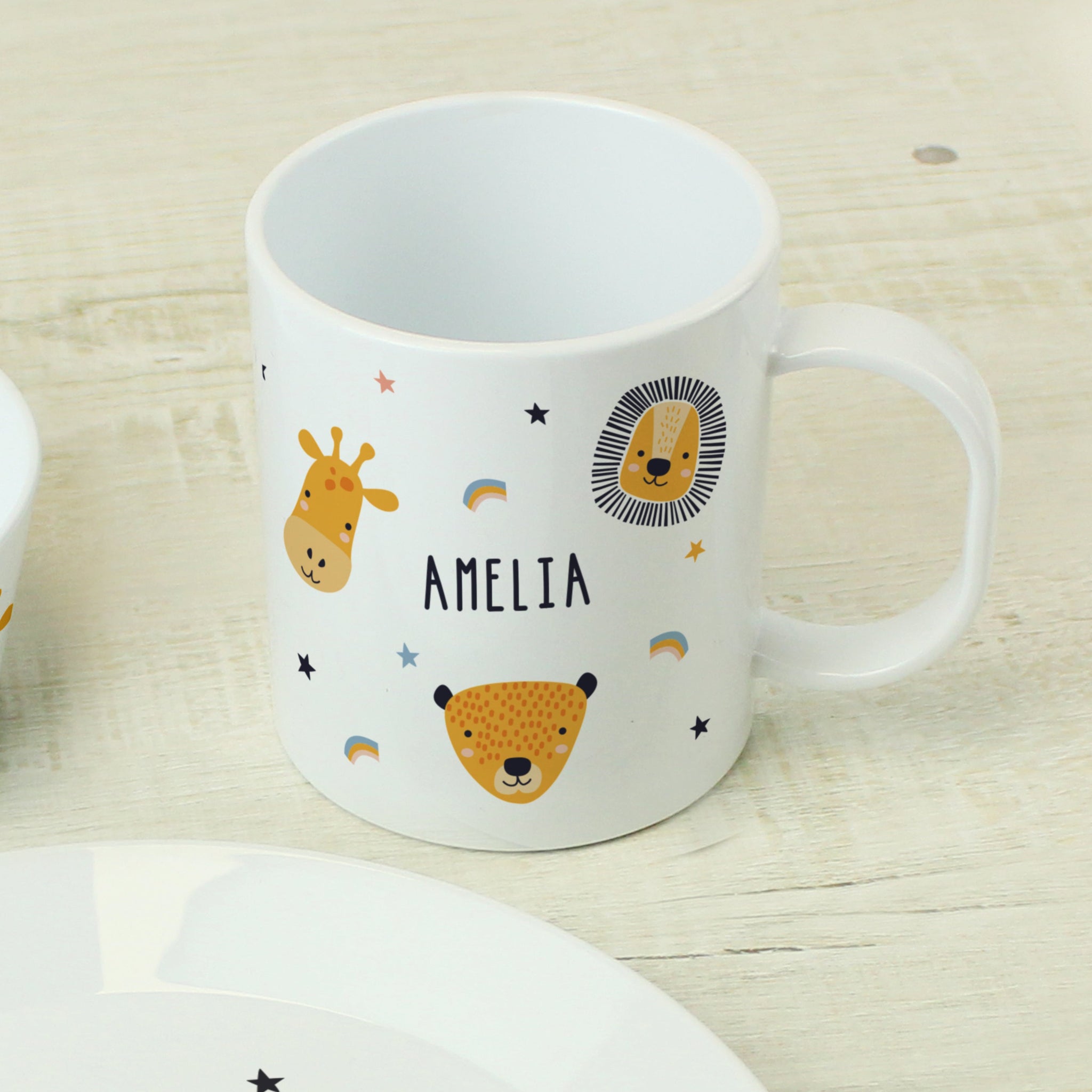 Personalised Safari Animals Plastic Childrens Breakfast Set: 7 - Tableware By Gift Moments