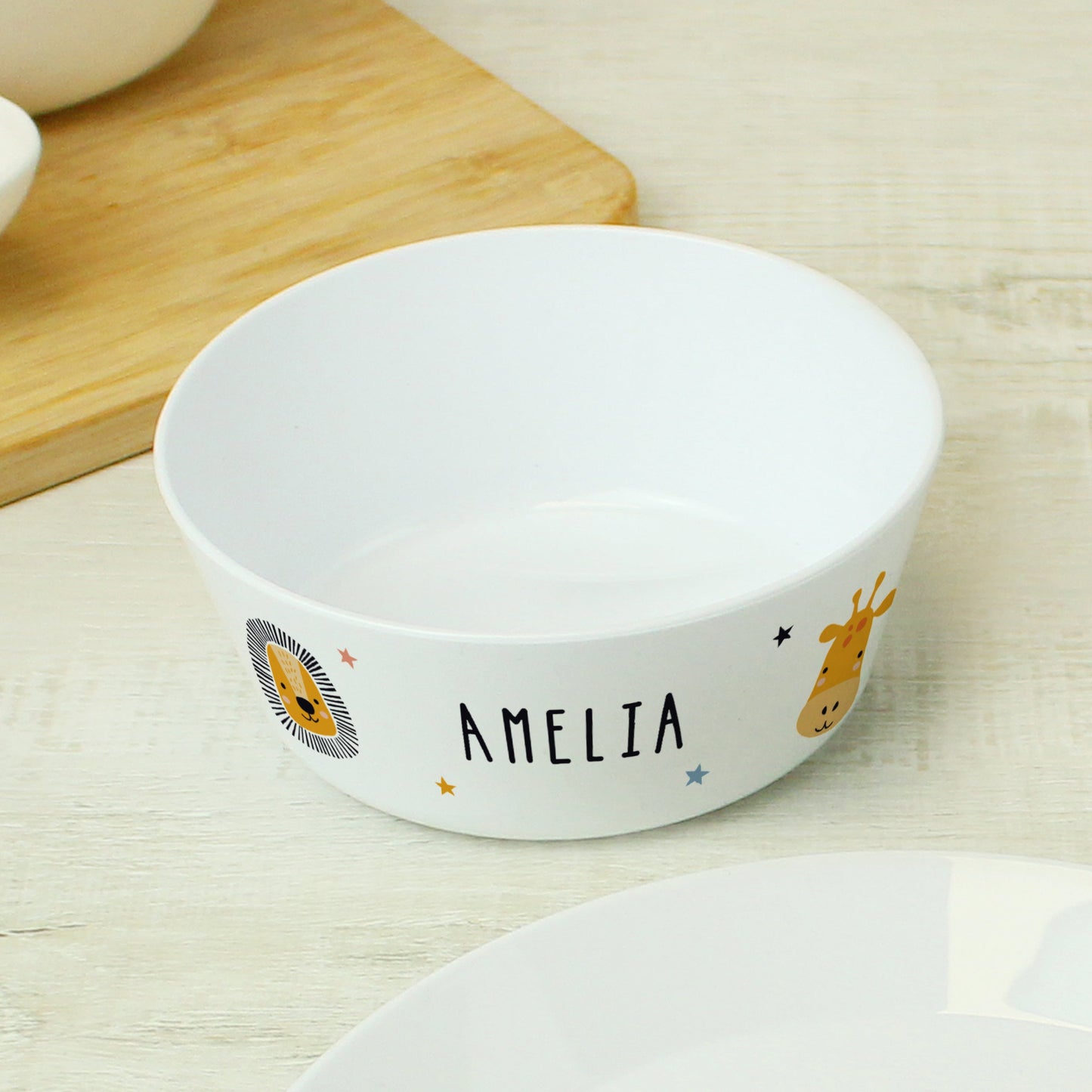 Personalised Safari Animals Plastic Childrens Breakfast Set: 6 - Tableware By Gift Moments