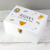 Personalised Safari Animals White Wooden Keepsake Box: 1 - Keepsake Boxes By Gift Moments
