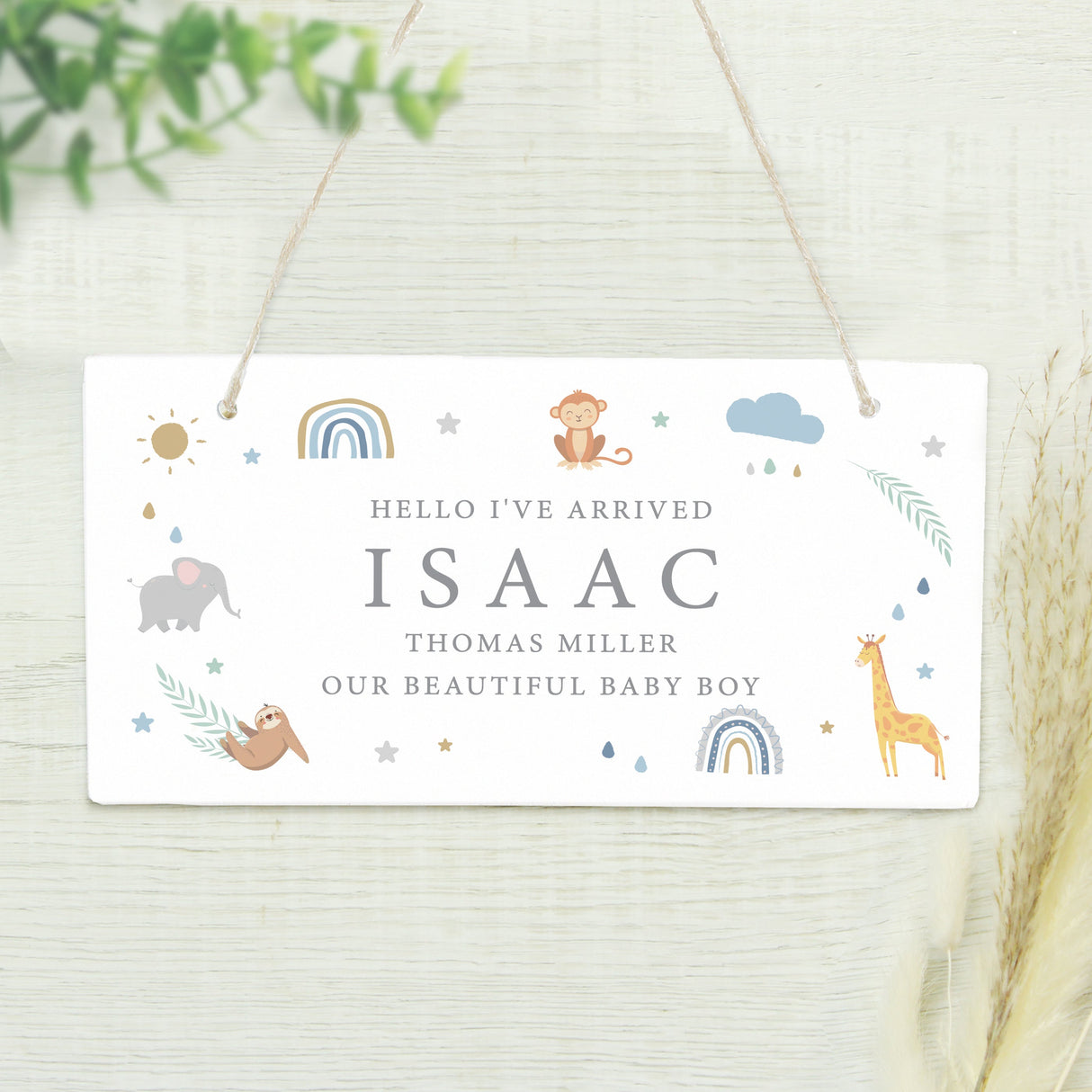 Personalised Safari Animals Wooden Sign: 2 - Signs & Plaques By Gift Moments