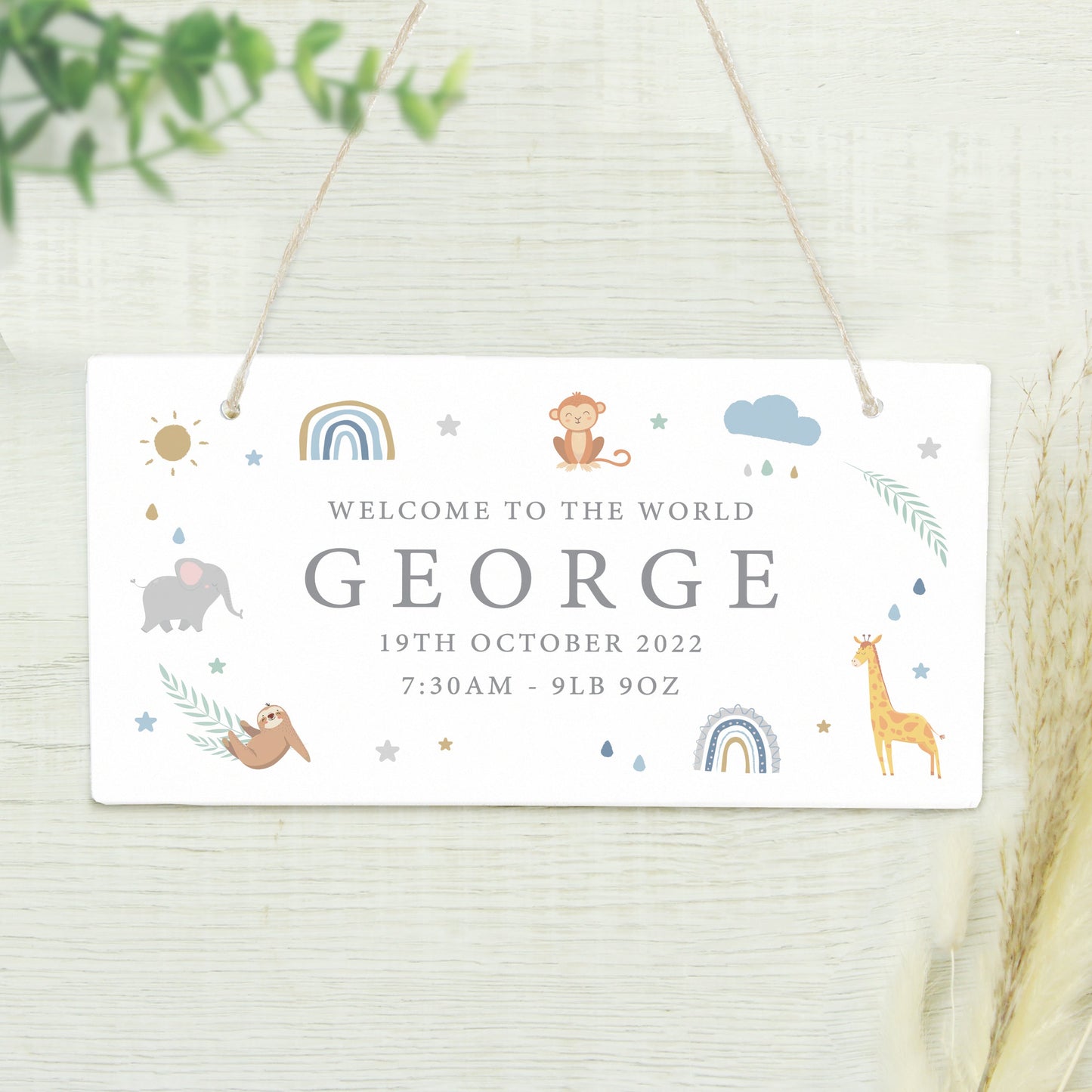 Personalised Safari Animals Wooden Sign: 3 - Signs & Plaques By Gift Moments