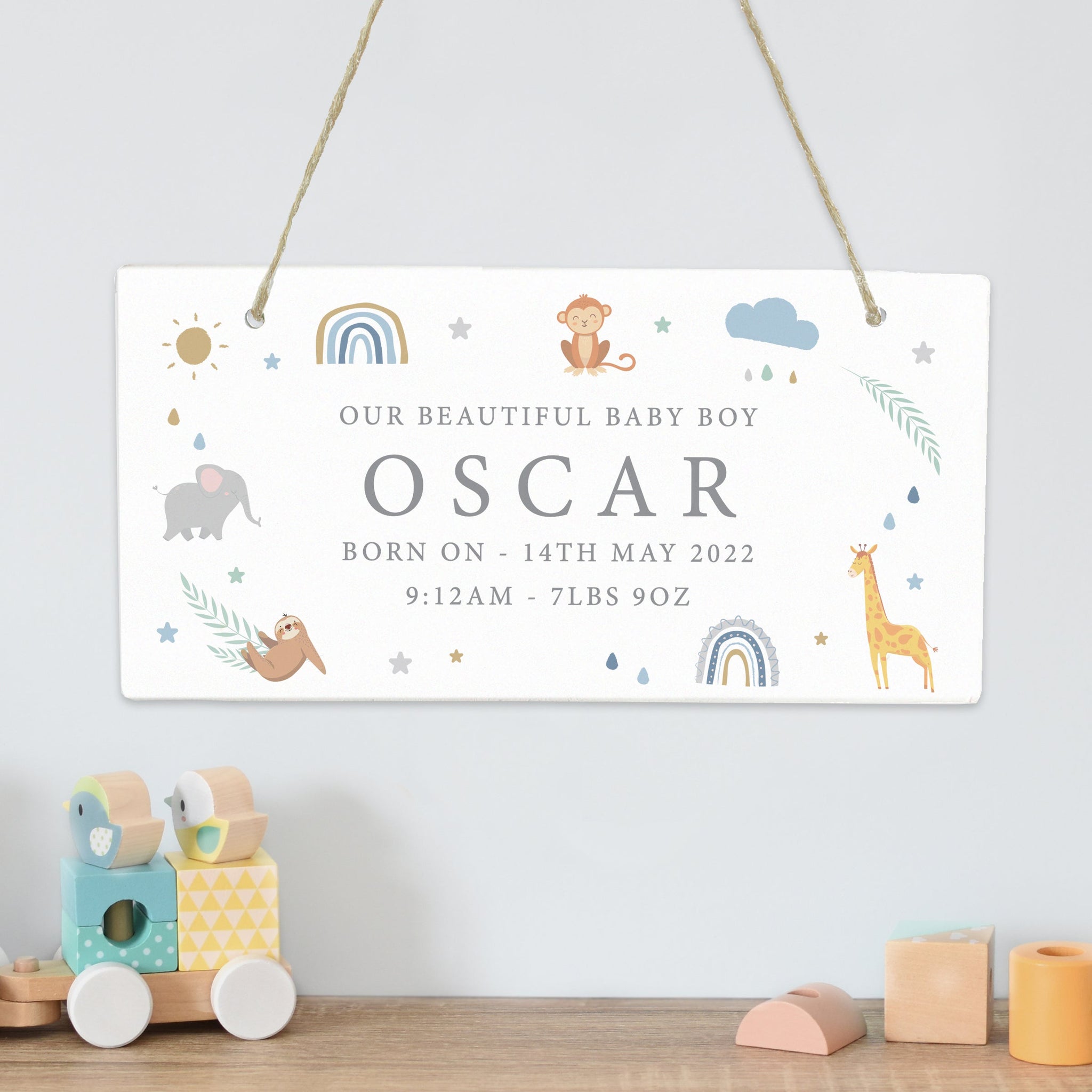 Personalised Safari Animals Wooden Sign: 1 - Signs & Plaques By Gift Moments