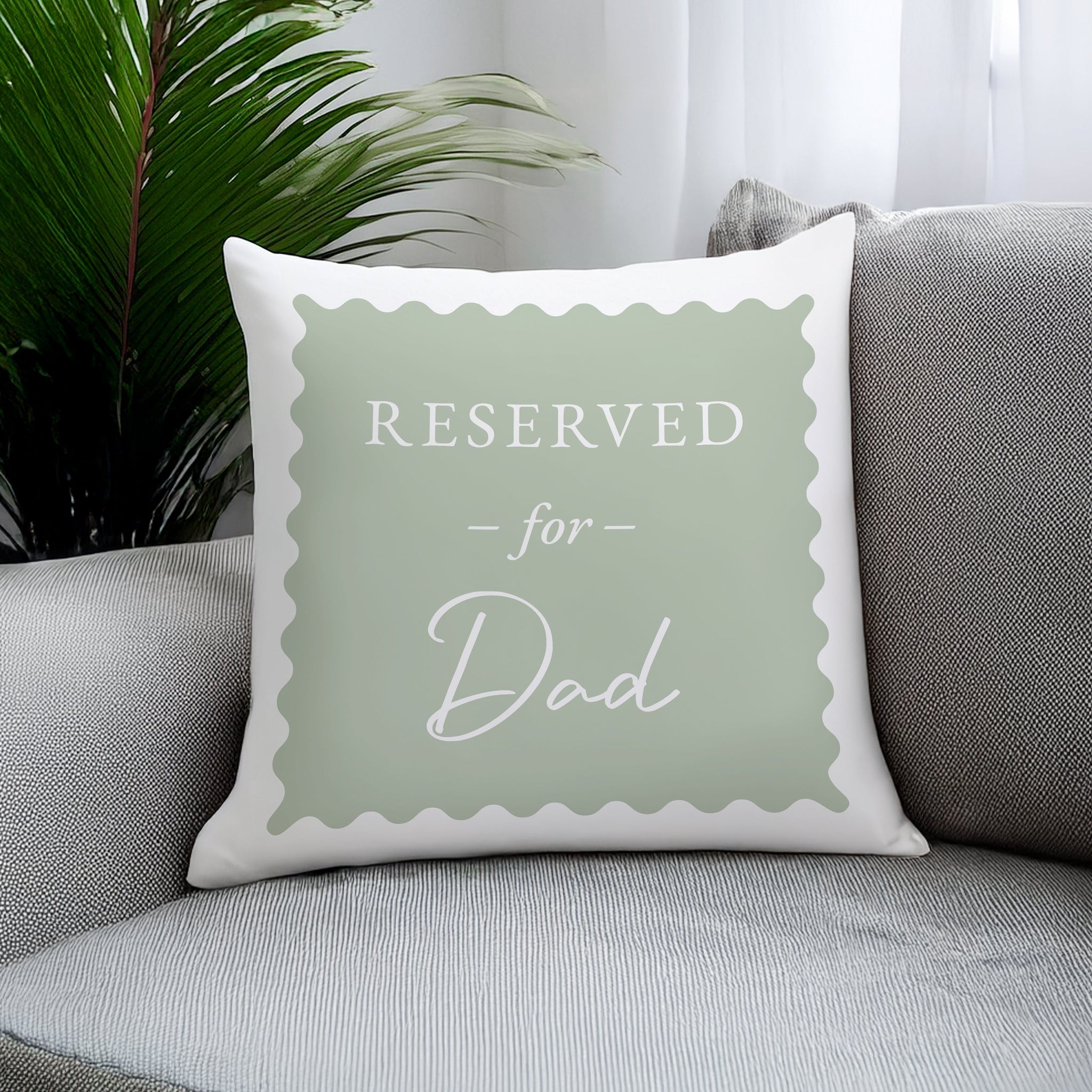 Personalised Sage Green Reserved For Cushion: 3 - Cushions By Gift Moments