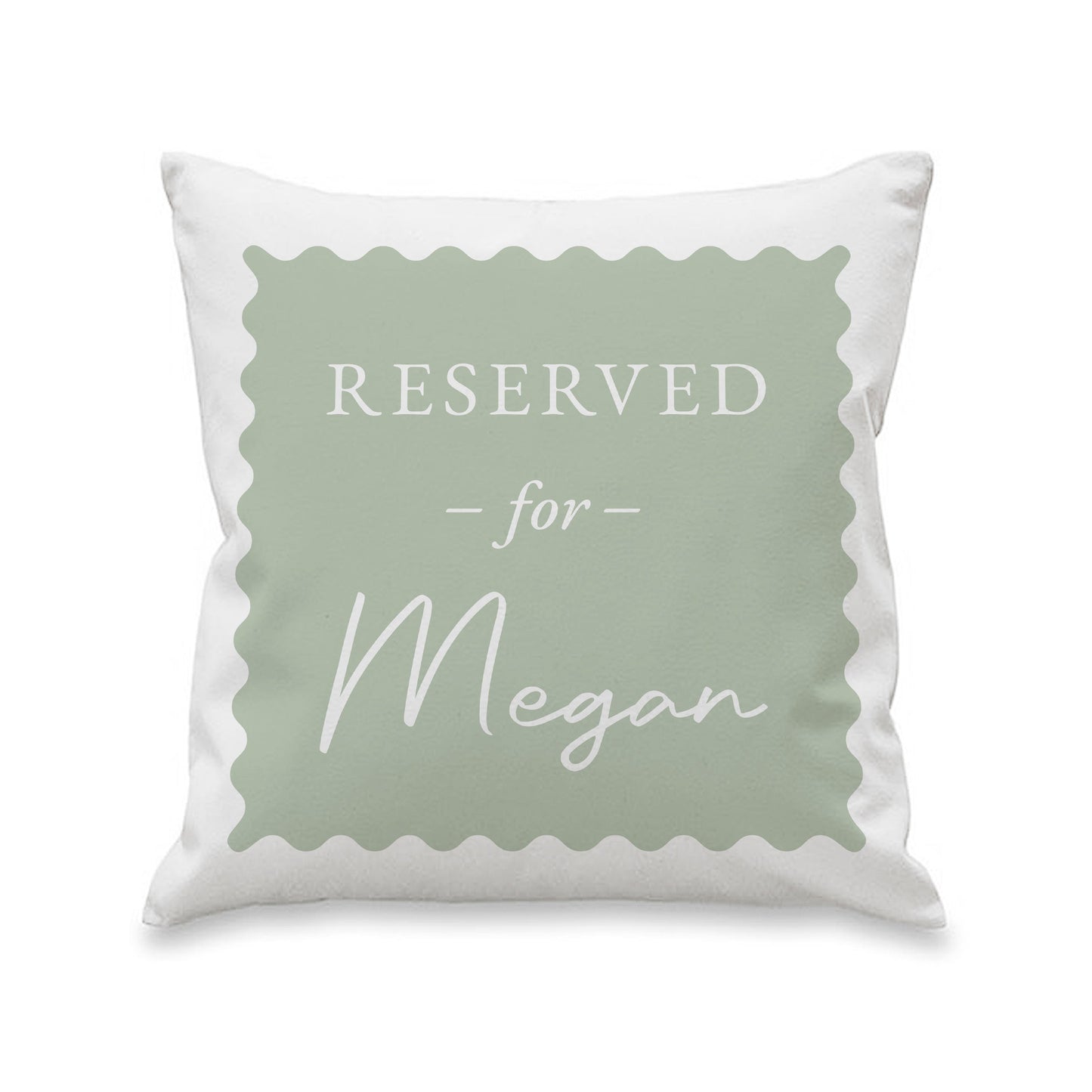 Personalised Sage Green Reserved For Cushion: 4 - Cushions By Gift Moments