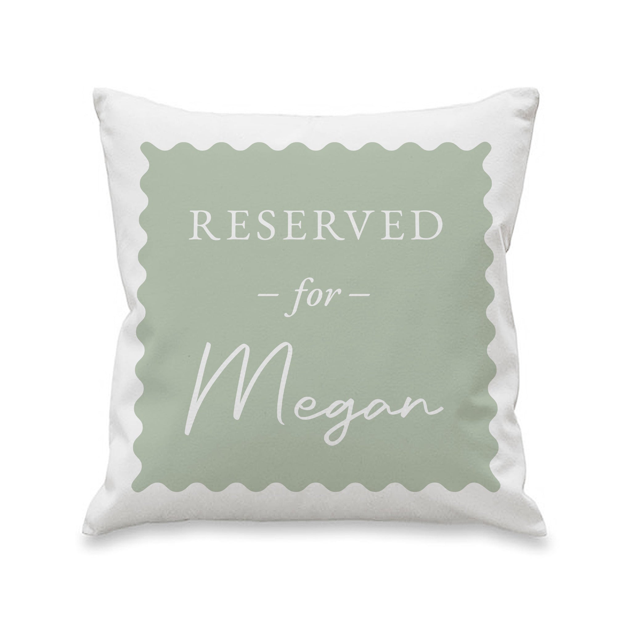 Personalised Sage Green Reserved For Cushion: 4 - Cushions By Gift Moments