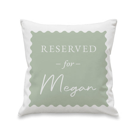 Personalised Sage Green Reserved For Cushion: 4 - Cushions By Gift Moments