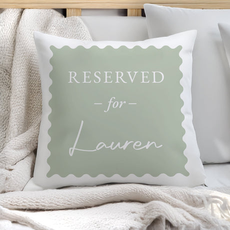Personalised Sage Green Reserved For Cushion: 1 - Cushions By Gift Moments