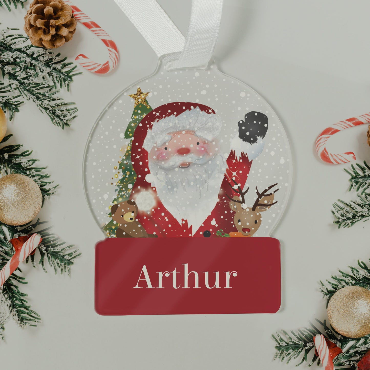 Personalised Santa Acrylic Snowglobe Decoration: 3 - Christmas Decorations By Gift Moments