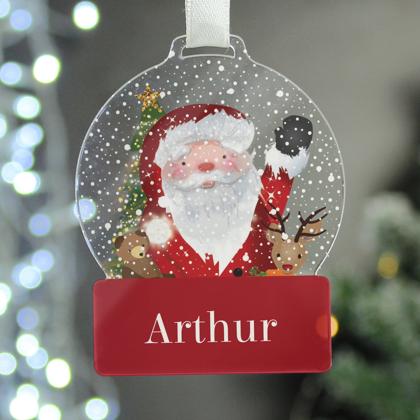 Personalised Santa Acrylic Snowglobe Decoration: 2 - Christmas Decorations By Gift Moments