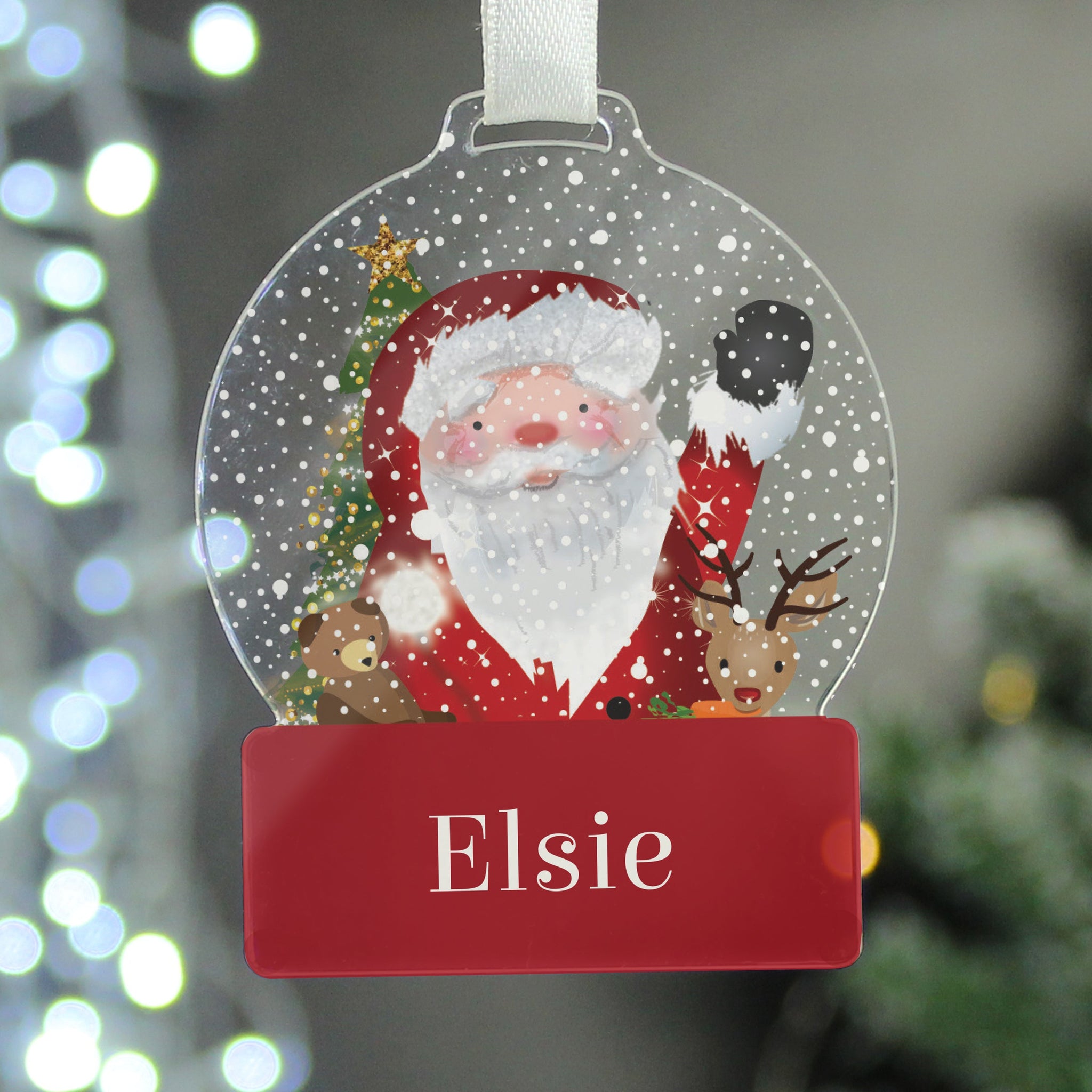 Personalised Santa Acrylic Snowglobe Decoration: 4 - Christmas Decorations By Gift Moments
