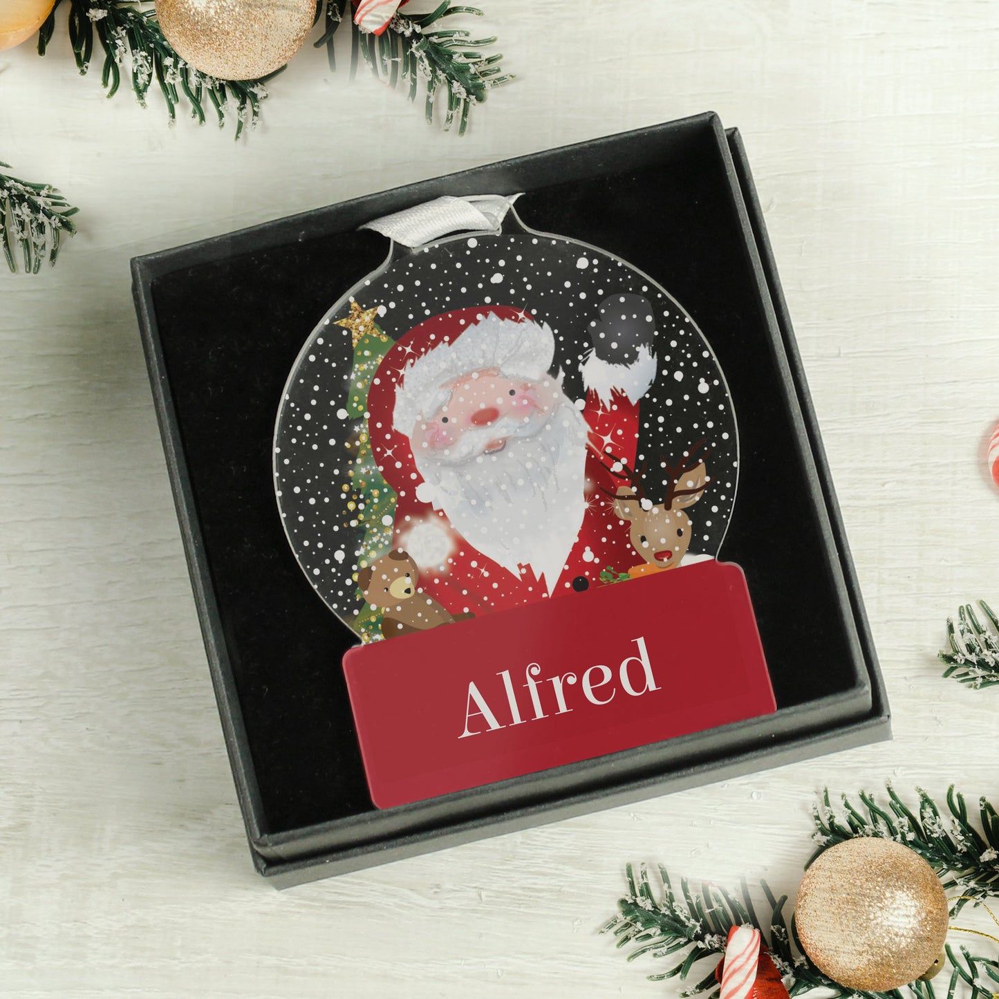 Personalised Santa Acrylic Snowglobe Decoration: 1 - Christmas Decorations By Gift Moments