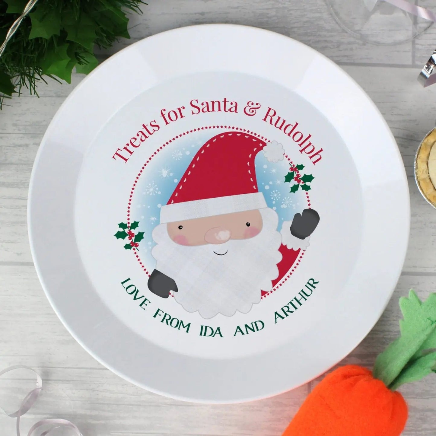 Personalised Santa Christmas Eve Mince Pie Plastic Plate: 1 - Christmas Decorations By Gift Moments