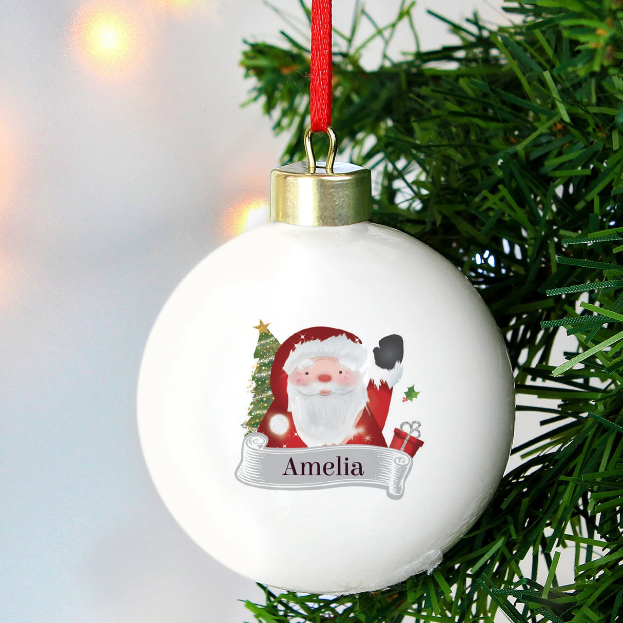Personalised Santa Claus Christmas Bauble: 4 - Christmas Baubles By Gift Moments