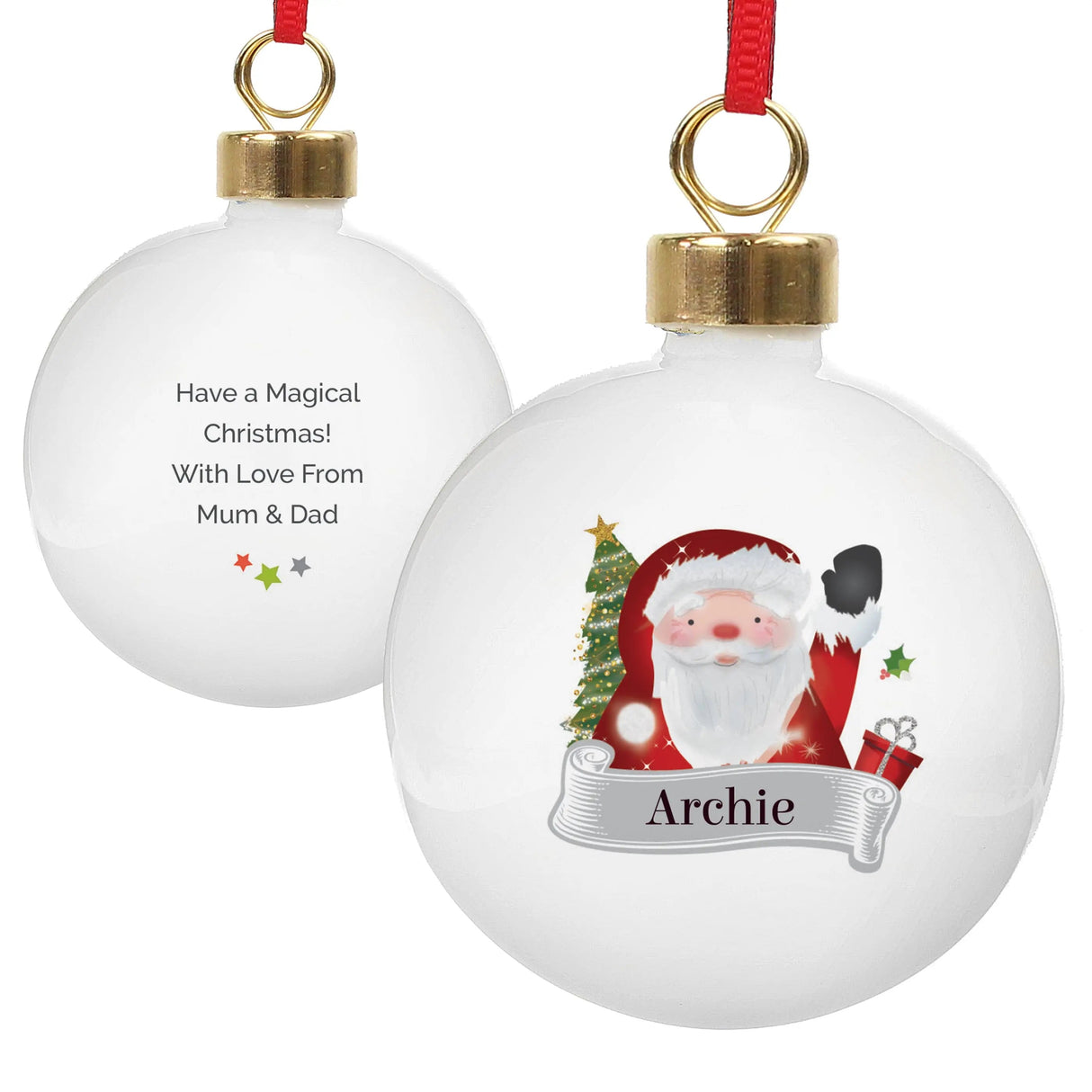 Personalised Santa Claus Christmas Bauble: 3 - Christmas Baubles By Gift Moments