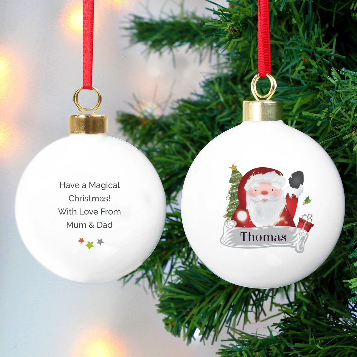 Personalised Santa Claus Christmas Bauble: 5 - Christmas Baubles By Gift Moments