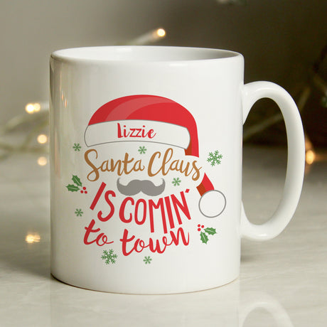 Personalised Santa Claus Is Comin To Town Mug: 3 - Mugs By Gift Moments