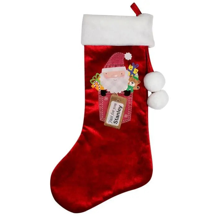 Personalised Santa Claus Luxury Red Stocking: 4 - Christmas Stockings By Gift Moments