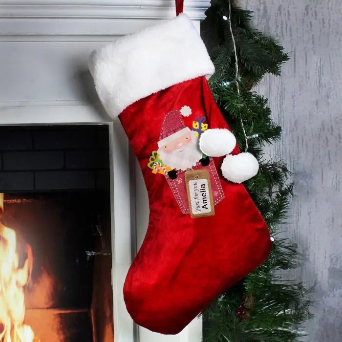 Personalised Santa Claus Luxury Red Stocking: 2 - Christmas Stockings By Gift Moments