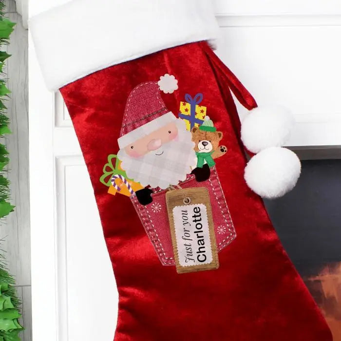Personalised Santa Claus Luxury Red Stocking: 3 - Christmas Stockings By Gift Moments