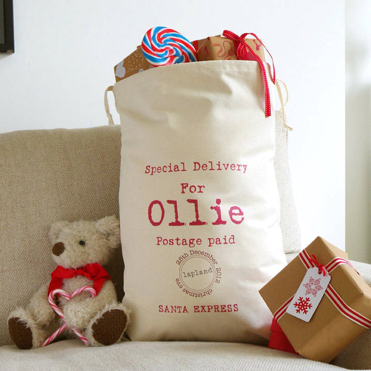 Personalised Santa Express Christmas Sack - Shop Christmas Sacks At Gift Moments - 1