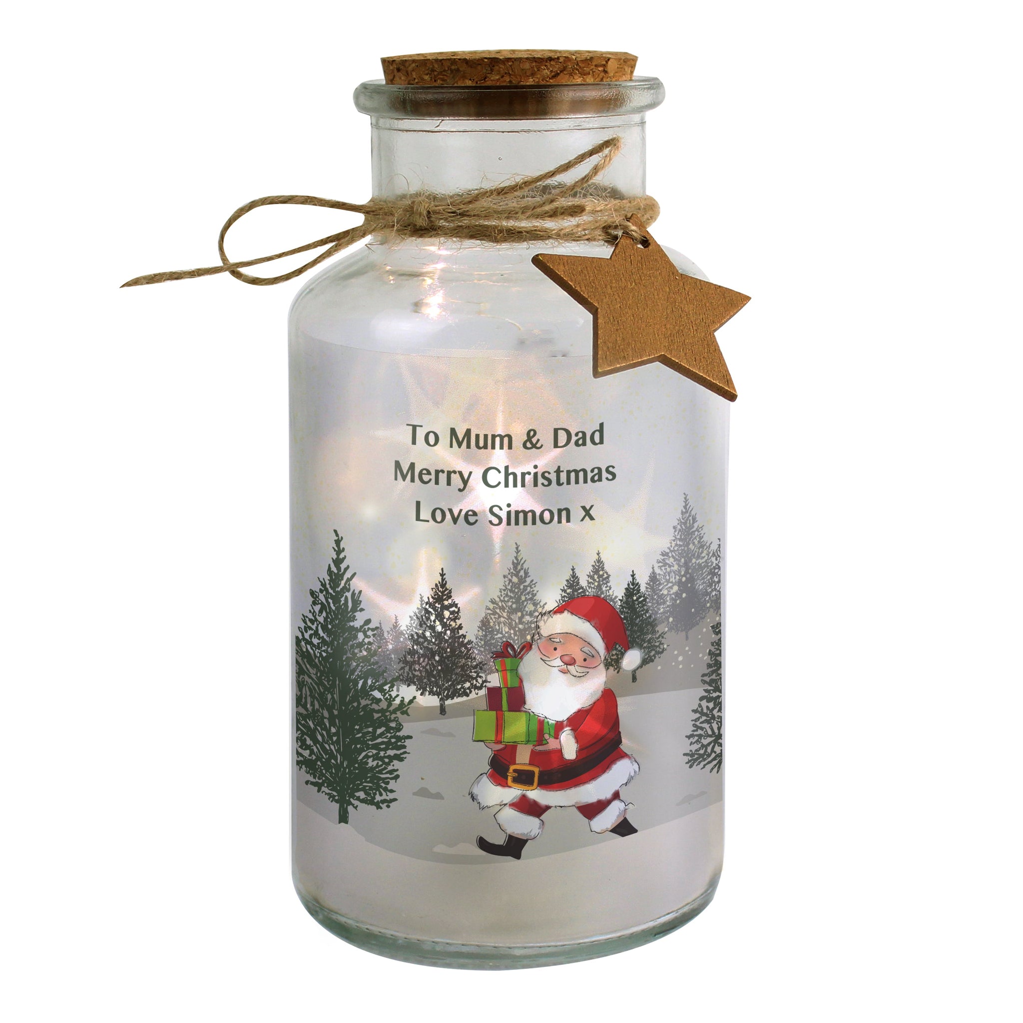 Personalised Santa LED Glass Jar: 2 - LED Lighting By Gift Moments