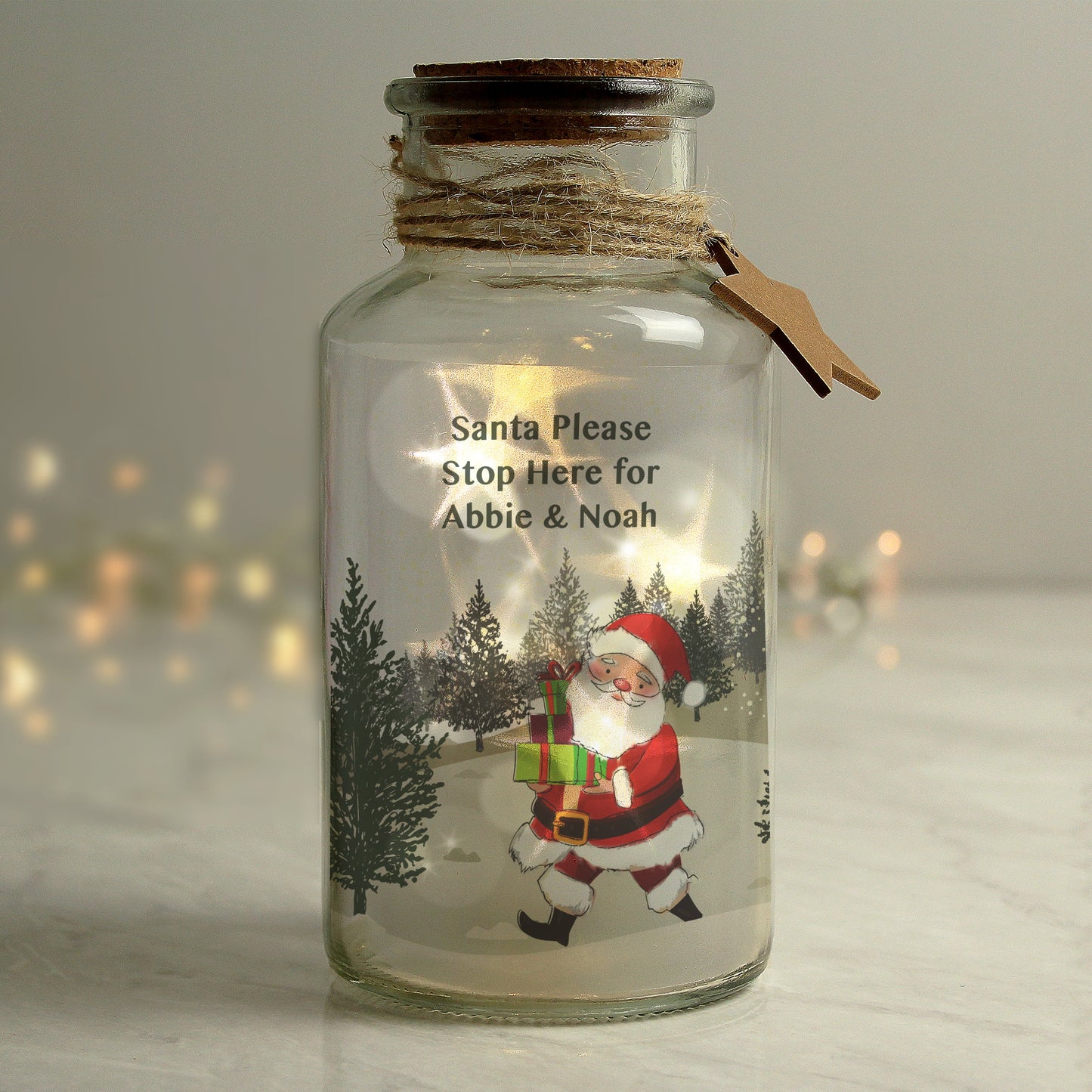 Personalised Santa LED Glass Jar: 4 - LED Lighting By Gift Moments