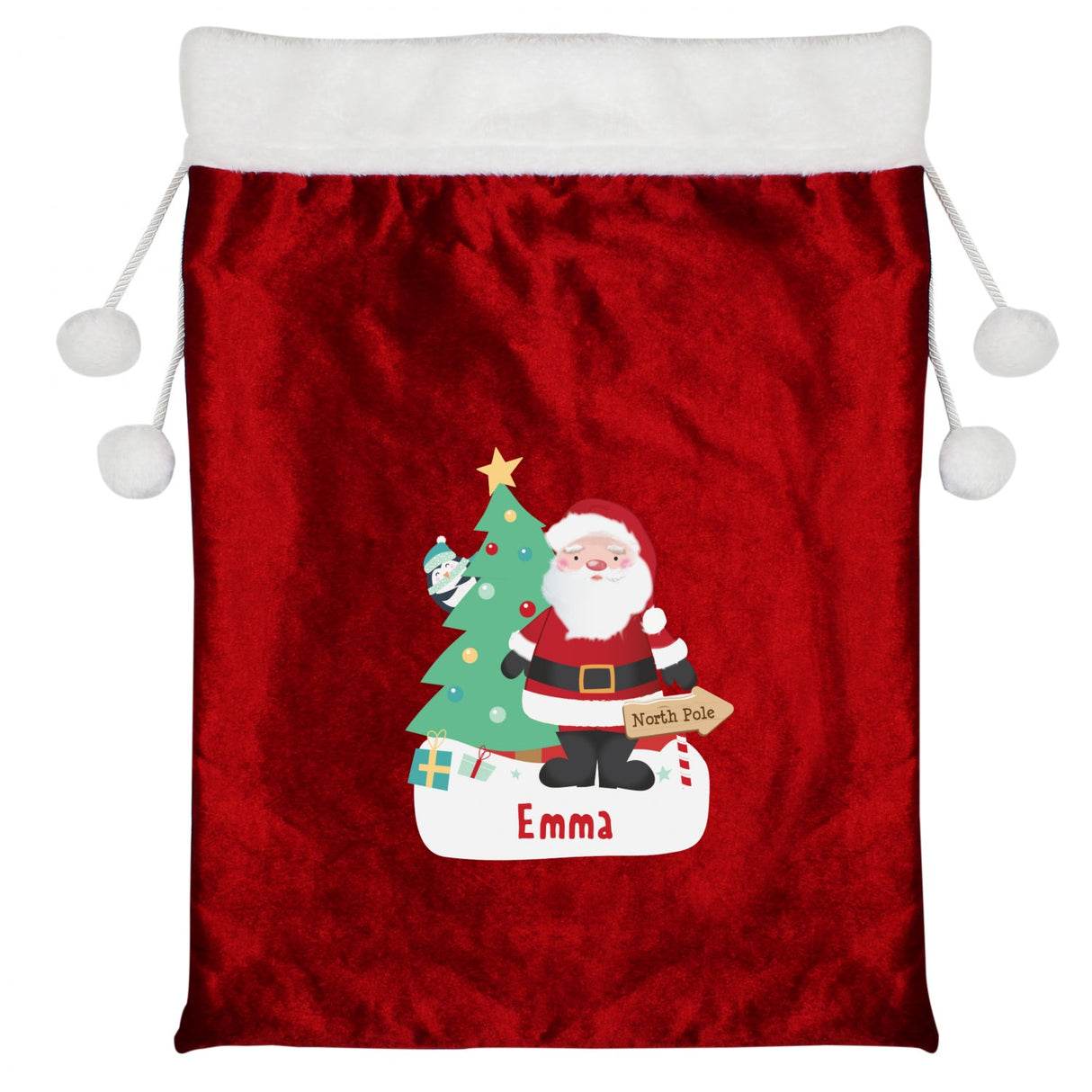 Personalised Santa Luxury Pom Pom Red Sack: 4 - Christmas Sacks By Gift Moments