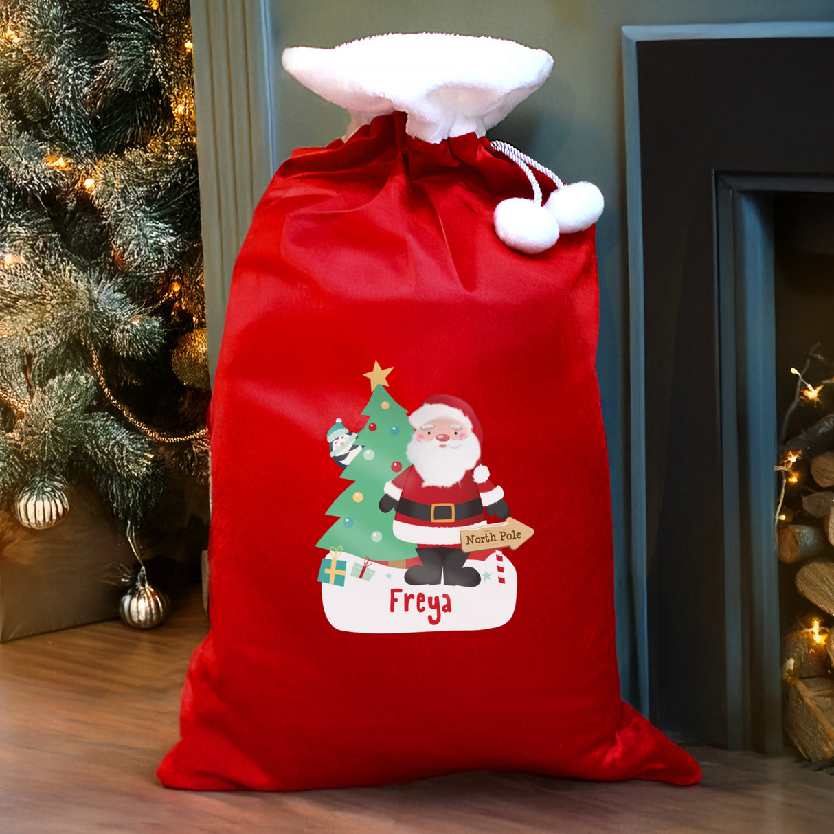 Personalised Santa Luxury Pom Pom Red Sack: 2 - Christmas Sacks By Gift Moments