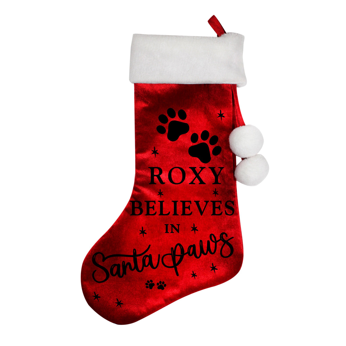 Personalised Santa Paws Christmas Red Stocking: 4 - Christmas Stockings By Gift Moments