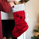 Personalised Santa Paws Christmas Red Stocking: 2 - Christmas Stockings By Gift Moments