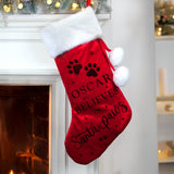 Personalised Santa Paws Christmas Red Stocking: 3 - Christmas Stockings By Gift Moments