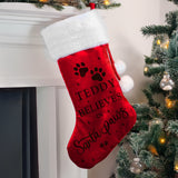 Personalised Santa Paws Christmas Red Stocking: 1 - Christmas Stockings By Gift Moments