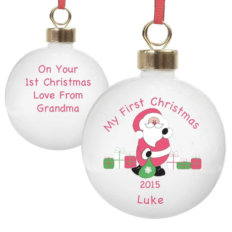 Personalised Santa with Presents Bauble: 2 - Christmas Baubles By Gift Moments