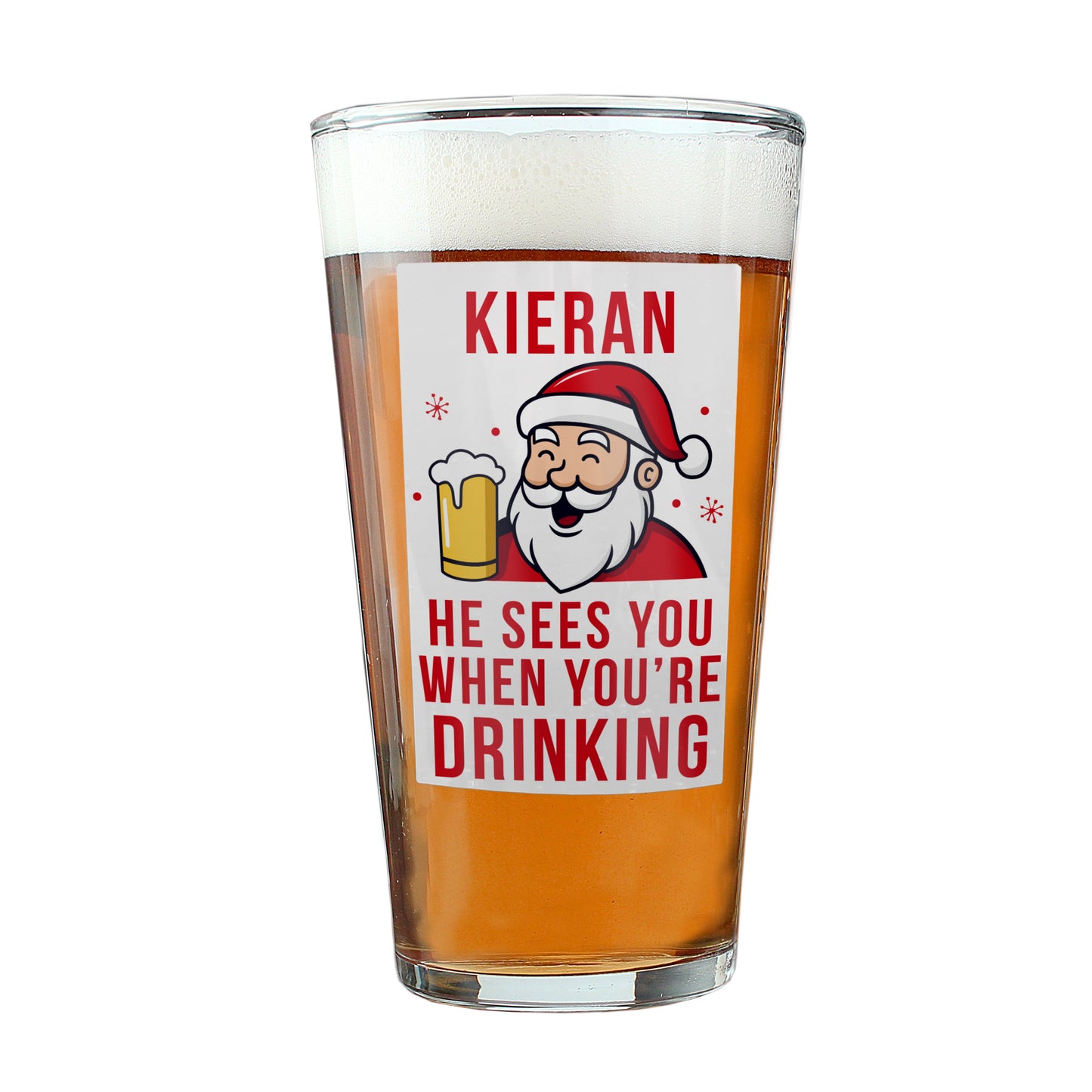 Personalised Santa Pun Christmas Beer Glass: 4 - Beer Glasses By Gift Moments