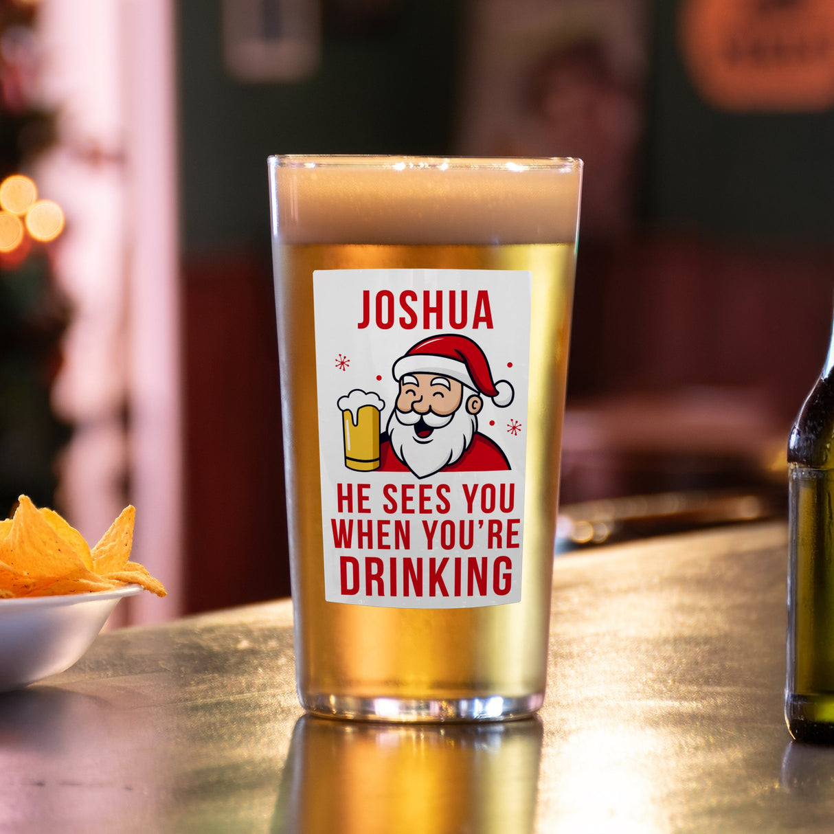 Personalised Santa Pun Christmas Beer Glass: 3 - Beer Glasses By Gift Moments