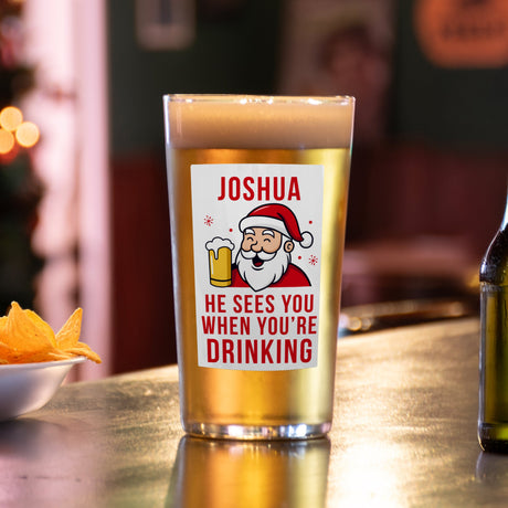 Personalised Santa Pun Christmas Beer Glass: 3 - Beer Glasses By Gift Moments