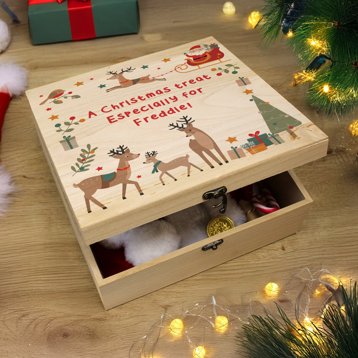 Personalised Santa & Reindeer Christmas Eve Box: 3 - Storage By Gift Moments