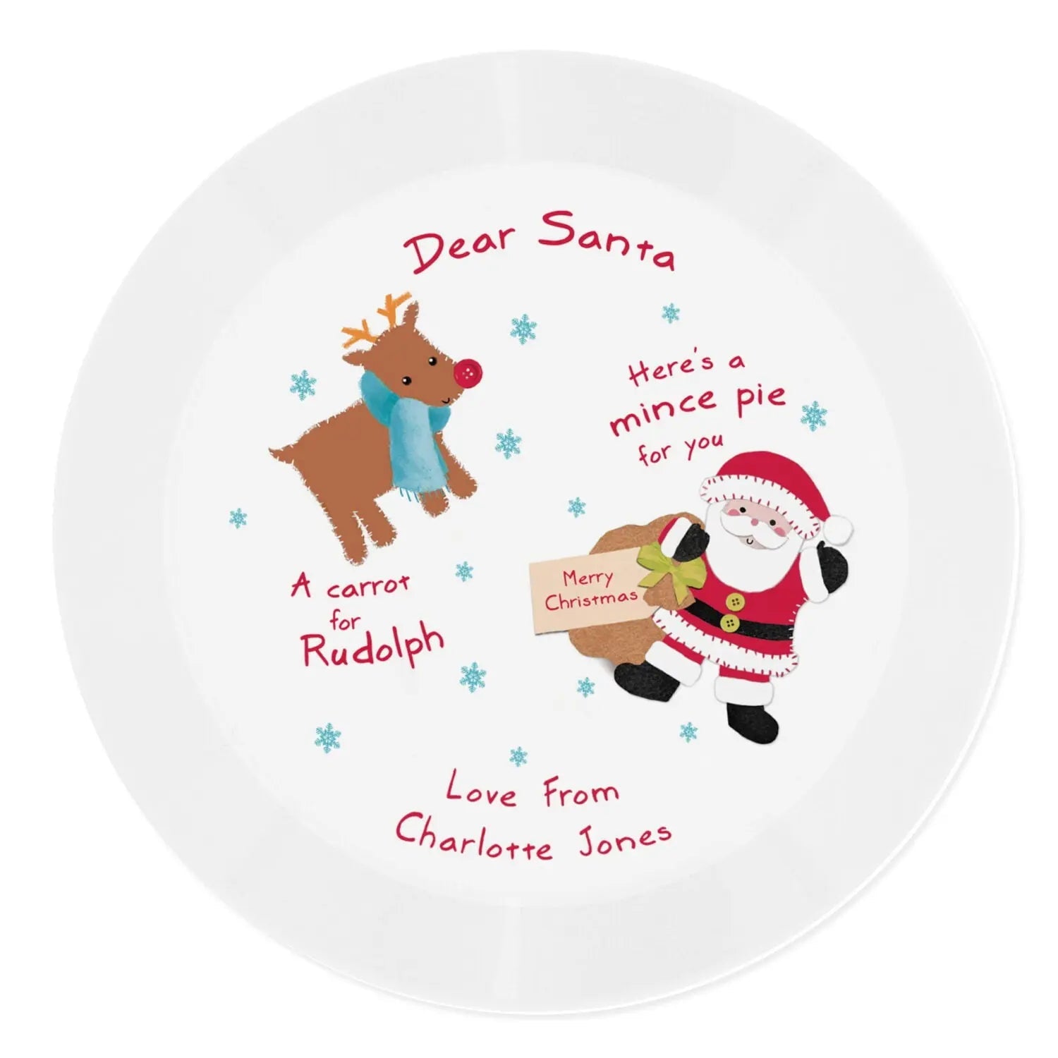 Personalised Santa & Rudolph Christmas Eve Mince Pie Plate: 3 - Christmas Decorations By Gift Moments