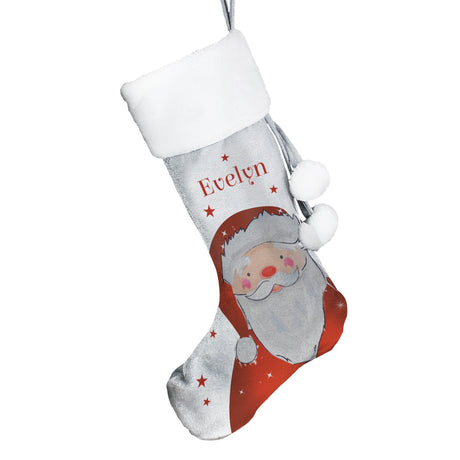 Personalised Santa Silver Grey Stocking: 4 - Christmas Stockings By Gift Moments