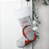 Personalised Santa Silver Grey Stocking: 3 - Christmas Stockings By Gift Moments