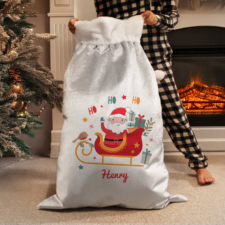 Personalised Santa Sleigh Christmas Sack: 3 - Christmas Sacks By Gift Moments