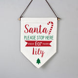 Personalised Santa Stop Here Hanging Banner: 3 - Christmas Decorations By Gift Moments