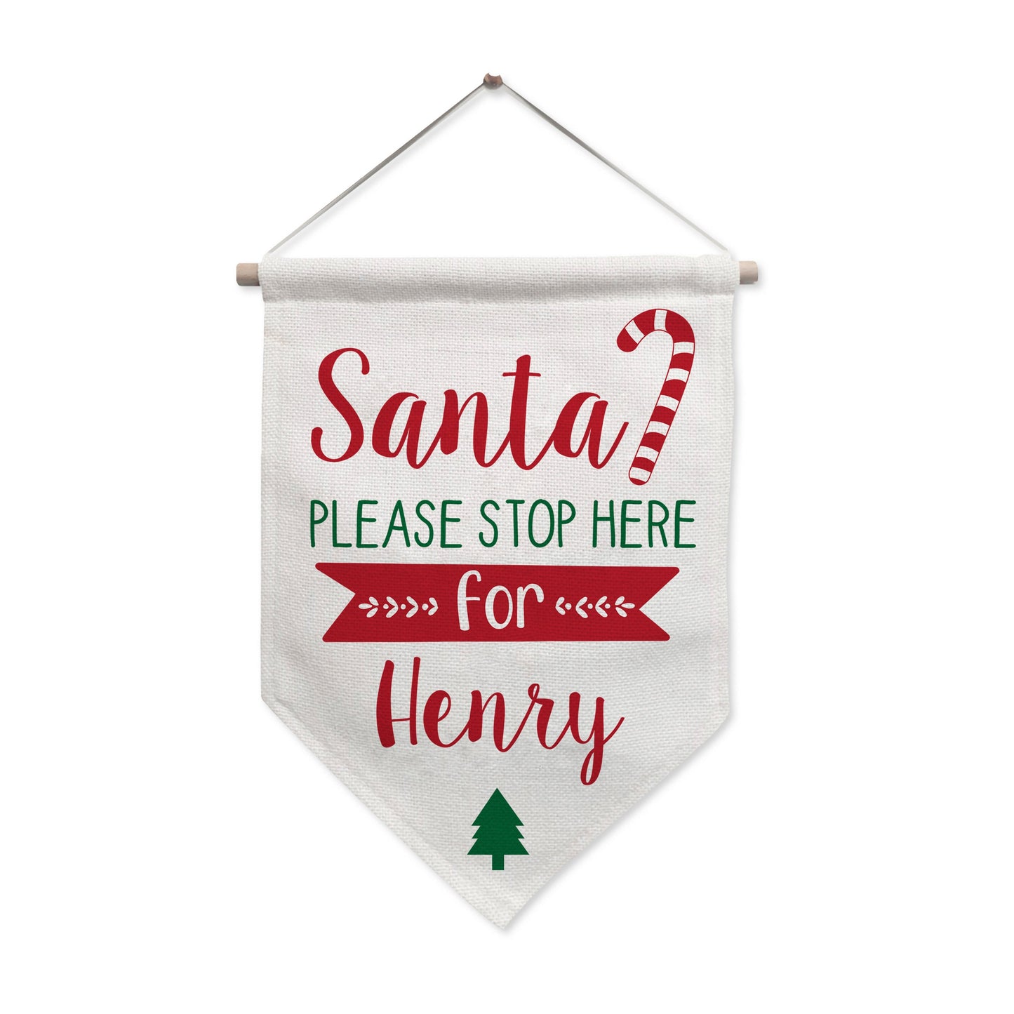 Personalised Santa Stop Here Hanging Banner: 4 - Christmas Decorations By Gift Moments